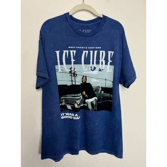 Ice Cube Large Today Was A Good Day T-Shirt Blue Cotton West Coast Relaxed NWOT - Picture 1 of 10